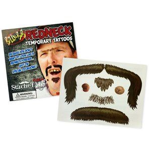 Billy Bob StacheTats Hillbilly Mustache Temporary Tattoo Funny Costume Props